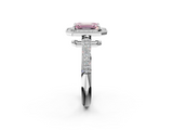 White gold Fancy Pink Emerald  Cut Halo Diamond Pave Band with Four-Prong Setting_41