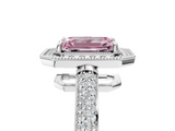 White gold Fancy Pink Emerald  Cut Halo Diamond Pave Band with Four-Prong Setting_44