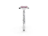 White gold Fancy Pink Emerald Cut Halo Diamond Pave Band with Prong Setting_2