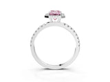 White gold Fancy Pink Emerald Cut Halo Diamond Pave Band with Prong Setting_3