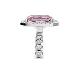 White gold Fancy Pink Emerald Cut Halo Diamond Pave Band with Prong Setting_5