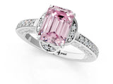 White gold Fancy Pink Emerald  Cut Halo Diamond Ring with Channel Set Band and Four-Prong Setting_33