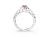 White gold Fancy Pink Emerald  Cut Halo Diamond Ring with Channel Set Band and Four-Prong Setting_35