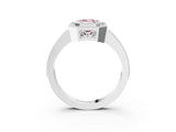 White gold Fancy Pink Emerald  Cut Halo Diamond Ring with Pavé Band and Milgrain Prong Setting_35