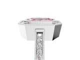 White gold Fancy Pink Emerald  Cut Halo Diamond Ring with Pavé Band and Milgrain Prong Setting_37