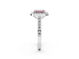 White gold Fancy Pink Emerald Cut Halo Diamond Ring with Pavé Band and Three-Prong Setting_14