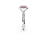White gold Fancy Pink Emerald Cut Halo Diamond Ring with Pavé Band_38