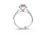 White gold Fancy Pink Emerald Cut Halo Diamond Ring with Pavé Band_39