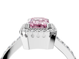 White gold Fancy Pink Emerald  Cut Halo Diamond Ring with Pave Band and Four-Prong Setting_28