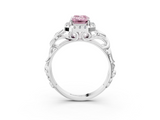 White gold Fancy Pink Emerald  Cut Halo Diamond Ring with Scrollwork Band and Four-Prong Setting_49