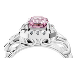 White gold Fancy Pink Emerald  Cut Halo Diamond Ring with Scrollwork Band and Four-Prong Setting_50