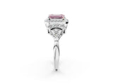 White gold Fancy Pink Emerald Cut Halo Diamond Split Shank Engagement Ring with Four-Prong Setting_2
