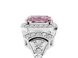 White gold Fancy Pink Emerald Cut Halo Diamond Split Shank Engagement Ring with Four-Prong Setting_5