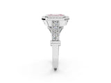White gold Fancy Pink Emerald Cut Halo Diamond Split Shank Pave Ring_2