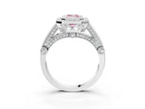 White gold Fancy Pink Emerald Cut Halo Diamond Split Shank Pave Ring_3