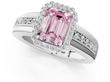 White gold Fancy Pink Emerald  Cut Halo Pave Band Four-Prong Ring_50