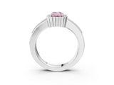 White gold Fancy Pink Emerald  Cut Halo Pave Band Four-Prong Ring_52