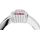 White gold Fancy Pink Emerald  Cut Halo Pave Band Four-Prong Ring_52