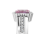 White gold Fancy Pink Emerald  Cut Halo Pave Band Four-Prong Ring_54