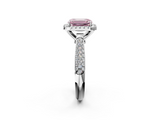 White gold Fancy Pink Emerald  Cut Halo Pave Band Four-Prong Setting Ring_38