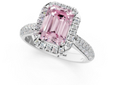 White gold Fancy Pink Emerald  Cut Halo Pave Band Four-Prong Setting Ring_39