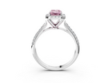 White gold Fancy Pink Emerald  Cut Halo Pave Band Four-Prong Setting Ring_41