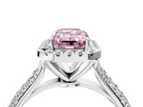 White gold Fancy Pink Emerald  Cut Halo Pave Band Four-Prong Setting Ring_42
