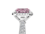 White gold Fancy Pink Emerald  Cut Halo Pave Band Four-Prong Setting Ring_43
