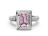 White gold Fancy Pink Emerald  Cut Halo Pave Split Shank Prong Setting Ring_33