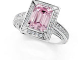 White gold Fancy Pink Emerald  Cut Halo Pave Split Shank Prong Setting Ring_33