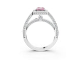 White gold Fancy Pink Emerald  Cut Halo Pave Split Shank Prong Setting Ring_35