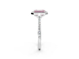 White gold Fancy Pink Emerald Cut Halo Round Diamond Pavé Band with Four-Prong Setting_41