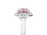 White gold Fancy Pink Emerald Cut Halo Round Diamond Solitaire Engagement Ring with Pave Band and Four-Prong Setting_17