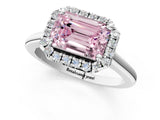 White gold Fancy Pink Emerald Cut Halo Round Diamond Solitaire Engagement Ring with Pave Band and Four-Prong Setting_25