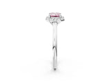 White gold Fancy Pink Emerald Cut Halo Round Diamond Solitaire Engagement Ring with Pave Band and Four-Prong Setting_26