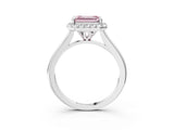 White gold Fancy Pink Emerald Cut Halo Round Diamond Solitaire Engagement Ring with Pave Band and Four-Prong Setting_27