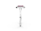 White gold Fancy Pink Emerald Cut Halo Round Diamond Solitaire Ring with Pavé Band and Four-Prong Setting_2