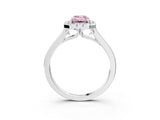 White gold Fancy Pink Emerald Cut Halo Round Diamond Solitaire Ring with Pavé Band and Four-Prong Setting_3