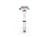 White gold Fancy Pink Emerald Cut Halo Round Diamond Twist Band with Four-Prong Setting_14
