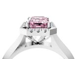 White gold Fancy Pink Emerald  Cut Halo Solitaire Engagement Ring with Square Band and Four-Prong Setting_112