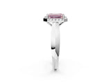 White gold Fancy Pink Emerald  Cut Halo Solitaire Engagement Ring with Square Band and Four-Prong Setting_127