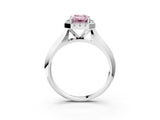 White gold Fancy Pink Emerald  Cut Halo Solitaire Engagement Ring with Square Band and Four-Prong Setting_128