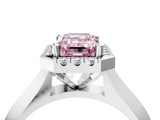 White gold Fancy Pink Emerald  Cut Halo Solitaire Engagement Ring with Square Band and Four-Prong Setting_129