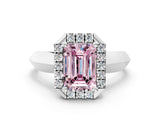 White gold Fancy Pink Emerald  Cut Halo Solitaire Engagement Ring with Square Band and Four-Prong Setting_12