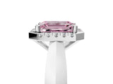 White gold Fancy Pink Emerald  Cut Halo Solitaire Engagement Ring with Square Band and Four-Prong Setting_131
