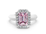 White gold Fancy Pink Emerald  Cut Halo Solitaire Engagement Ring with Square Band and Four-Prong Setting_72