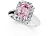 White gold Fancy Pink Emerald  Cut Halo Solitaire Engagement Ring with Square Band and Four-Prong Setting_73