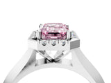 White gold Fancy Pink Emerald  Cut Halo Solitaire Engagement Ring with Square Band and Four-Prong Setting_76