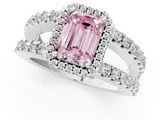 White gold Fancy Pink Emerald  Cut Halo Split Shank Diamond Ring with Four-Prong Setting_46