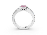 White gold Fancy Pink Emerald  Cut Halo Split Shank Diamond Ring with Four-Prong Setting_48